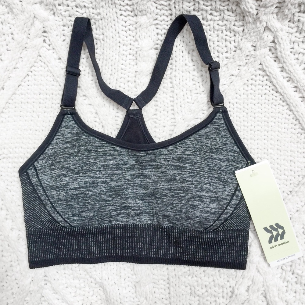 NWT All in Motion Gray Padded Adjustable Sport Bra
